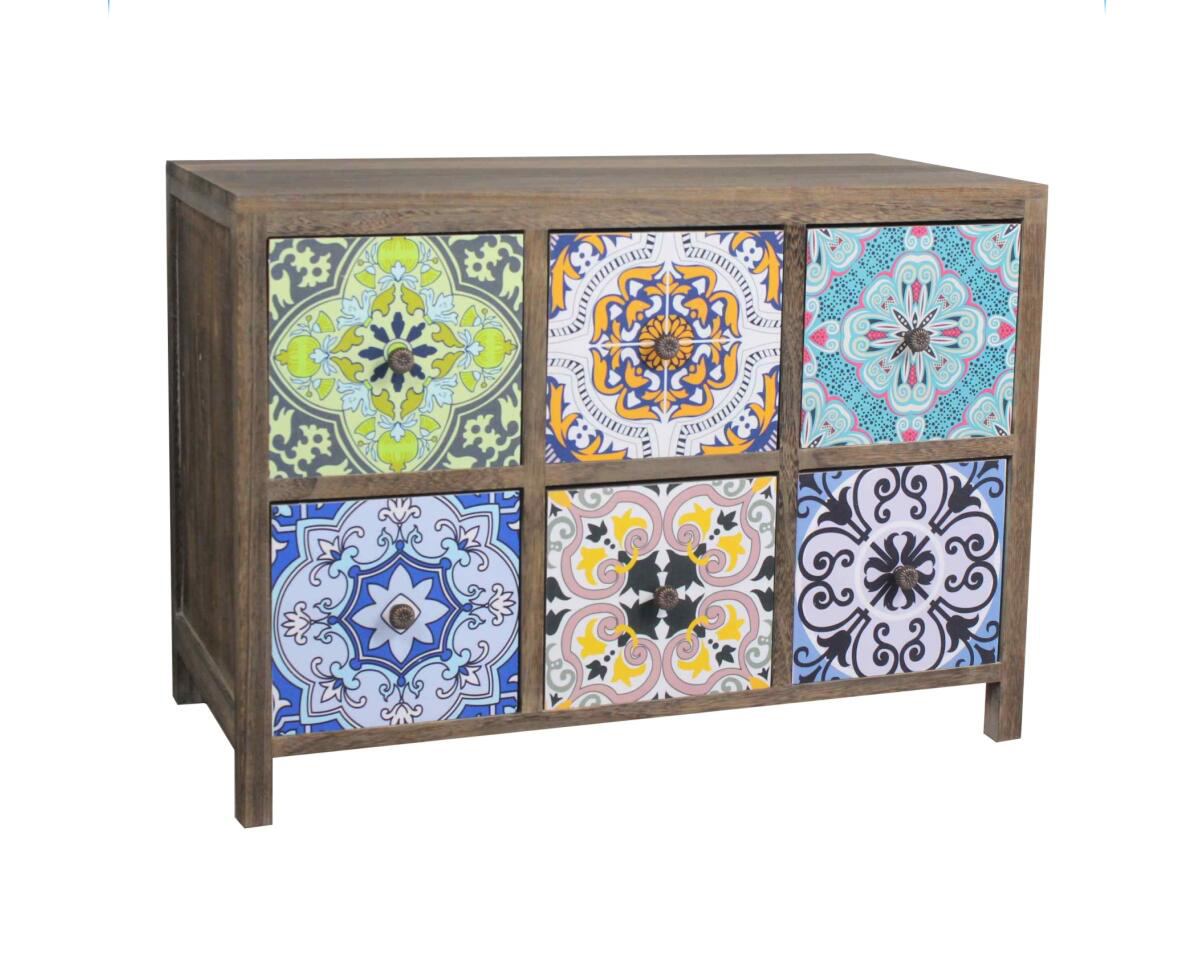 WOODEN CABINET 6 DRAWERS 67 X 32 X 48CM