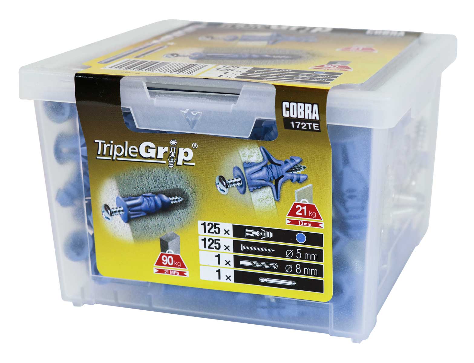 COBRA 172TE TRIPLE-GRIP 5MM BLUE (+ SCREWS + DRILLBIT) 125PCS