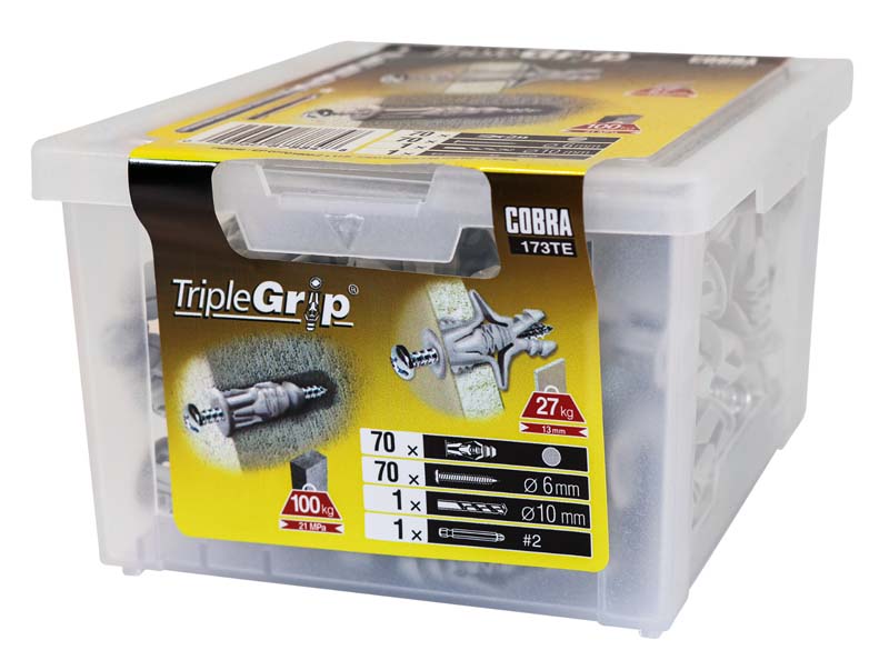 COBRA 173TE TRIPLE-GRIP 6MM GREY (+ SCREWS + DRILLBIT) 70PCS