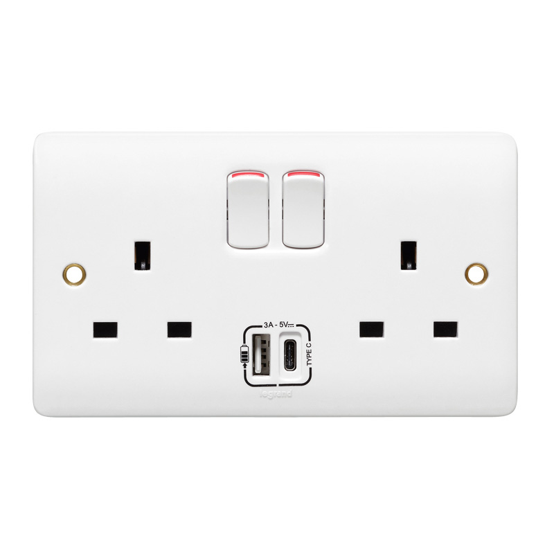 LEGRAND SYNERGY SOCKET WITH USB 13A 2 GANG