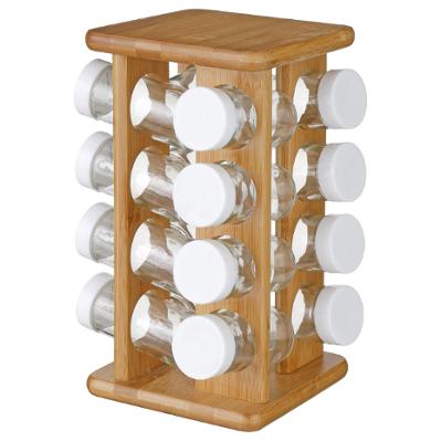 SPICE RACK WITH 16JARS BAMBOO