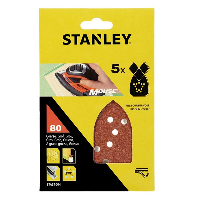 STANLEY MOUSE SANDING SHEET 80GR 5P