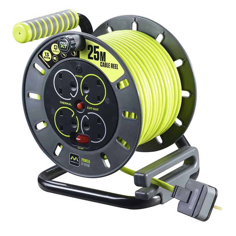MASTERPLUG CABLE REEL 13A 4-GANG 25M