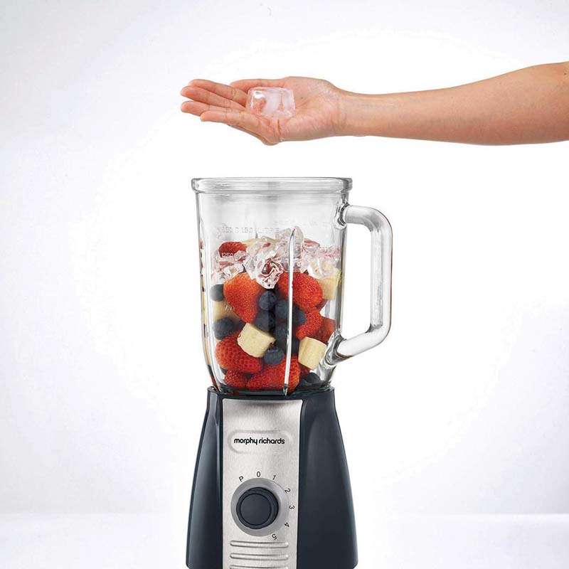 MORPHY RICHARDS 403010 TABLE TOP BLENDER WITH ICE CRUSHER STEEL BLADES, 1.5L 600W, GREY