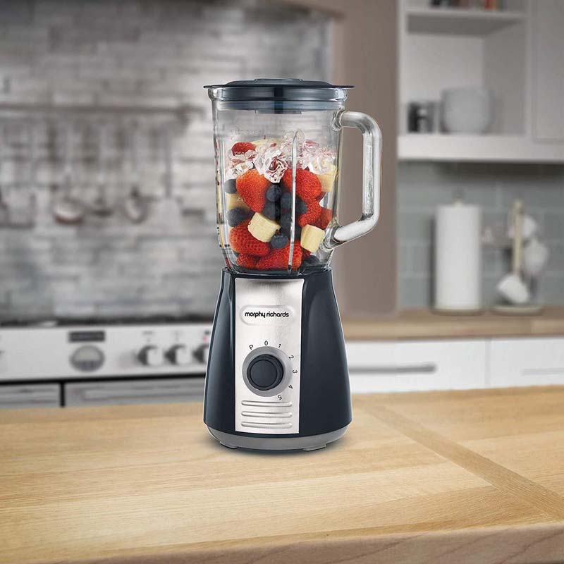 MORPHY RICHARDS 403010 TABLE TOP BLENDER WITH ICE CRUSHER STEEL BLADES, 1.5L 600W, GREY