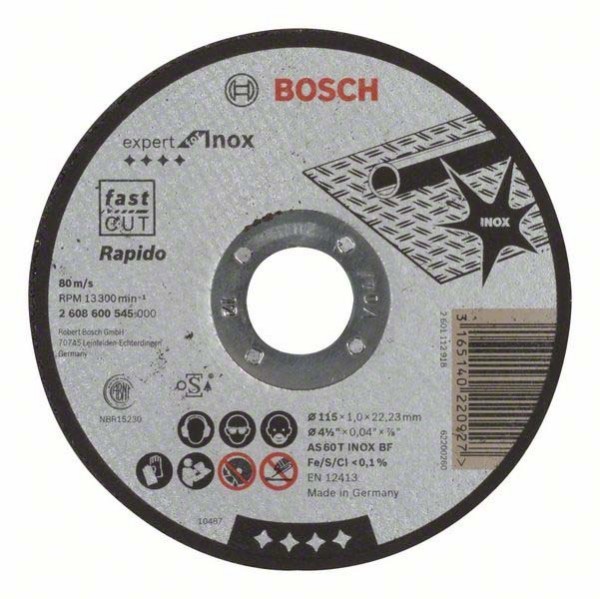 BOSCH EXPERT FOR INOX RAPIDO AS 60 T INOX B CUTTING DISC 115INOX 1MM