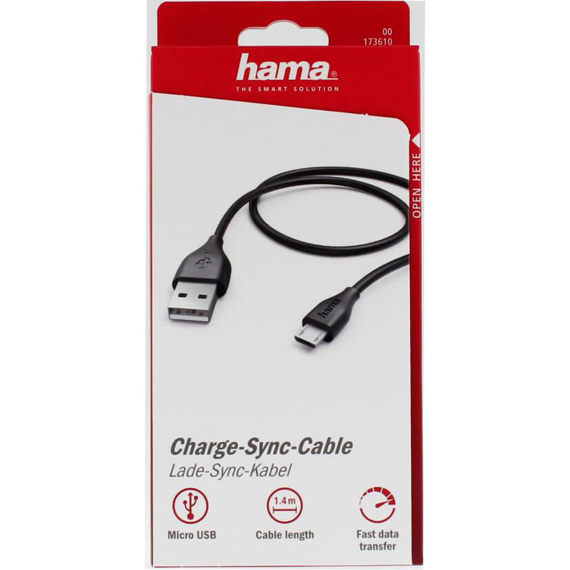 HAMA CHARGING/ DATA CABLE MICRO-USB BLACK 1.4M