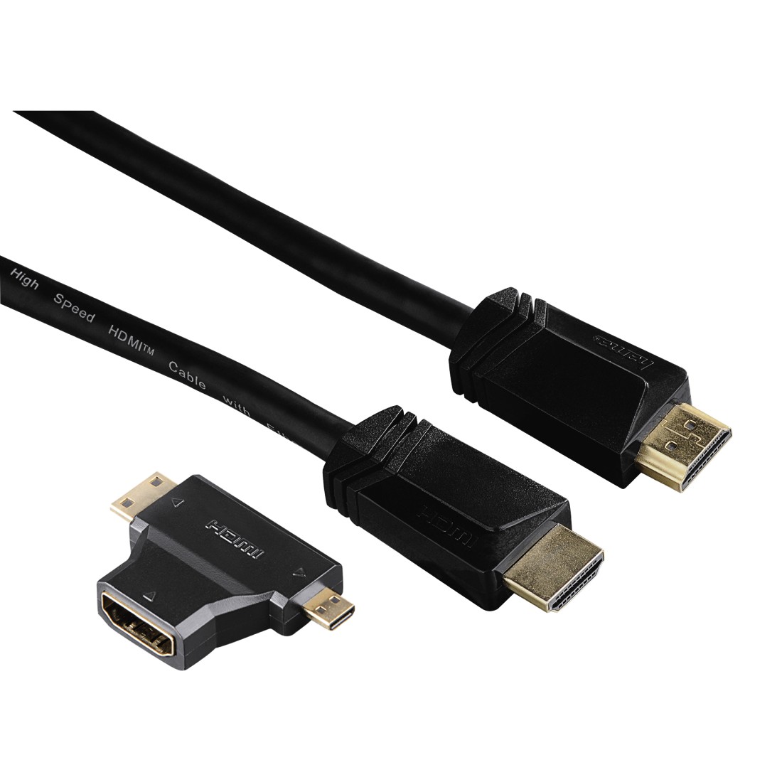 HAMA HIGH SPEED HDMI CABLE WITH ETHERNET 1.5M & HDMI ADAPTER