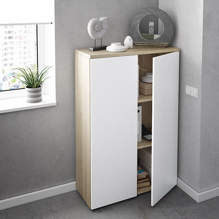 FORES OFFICE BOOKCASE WHITE/OAK 119X80X33CM