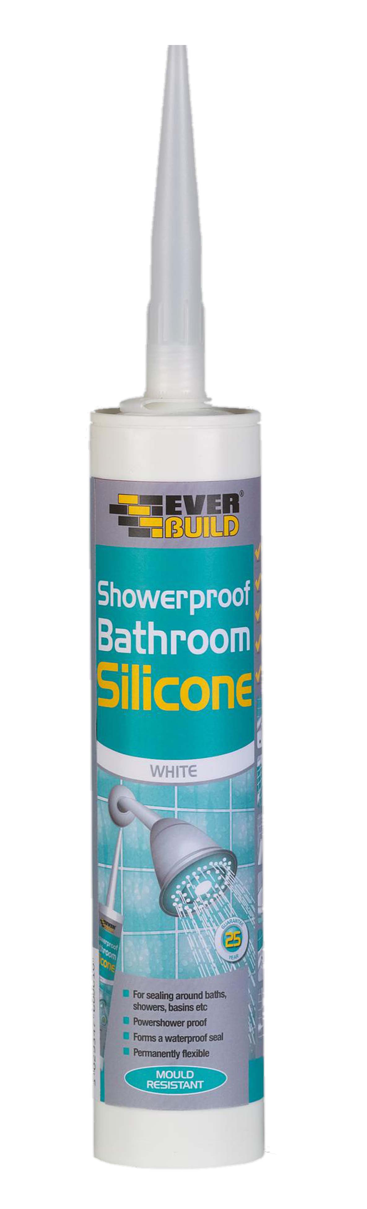 EVER BUILD SHOWERPROOF BATHROOM SILICON WHITE 290ML