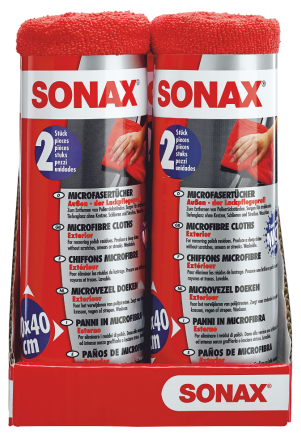 SONAX MICROFIBER CLOTH RED 40X40CM SET 2PCS