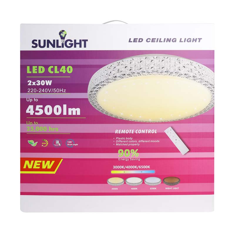 SUNLIGHT CL40 LED 60W CEILING LIGHT 3000K/4000K/6500K/NIGHT LIGHT DIMMABLE