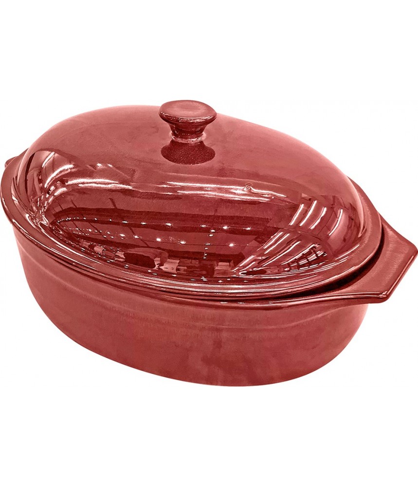 OVAL CERAMIC ROASTER WITH LID