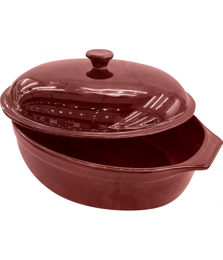 OVAL CERAMIC ROASTER WITH LID