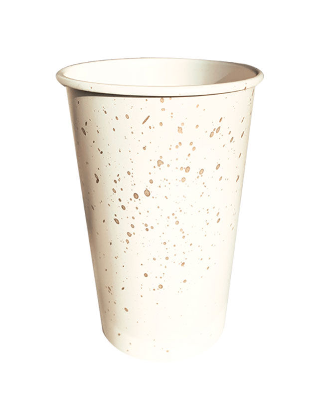 TUMBLER WHITE SPECKLE GOLD METALS