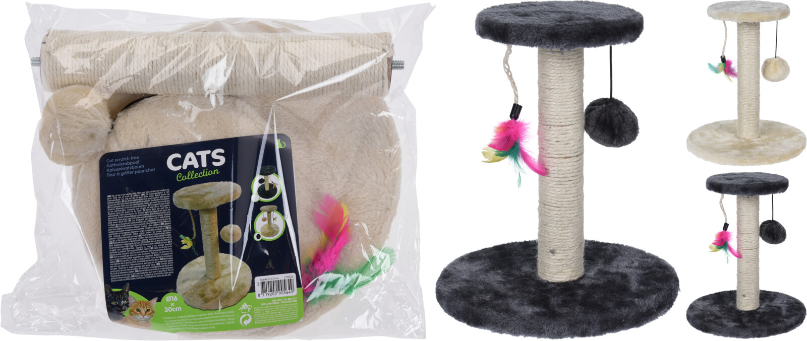CAT SCRATCHER TREE ON STAND WITH BALL H30XW25CM