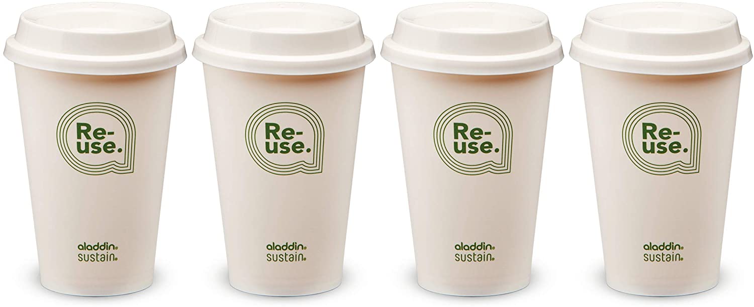 ALADDIN RE-USE CUP+LID 350ML -  PACK OF 4PCS