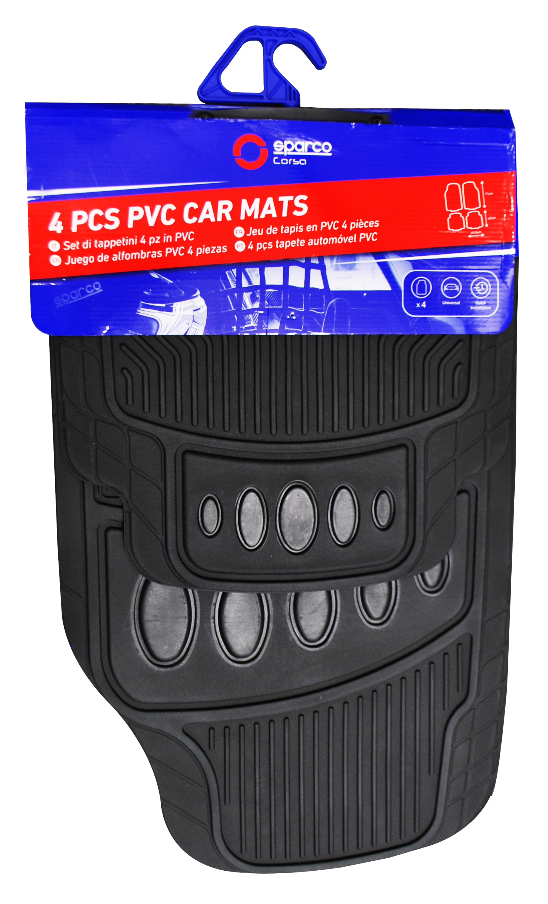 SPARCO CAR MATS PVC BLACK 4PCS -VARESE SPF505BK