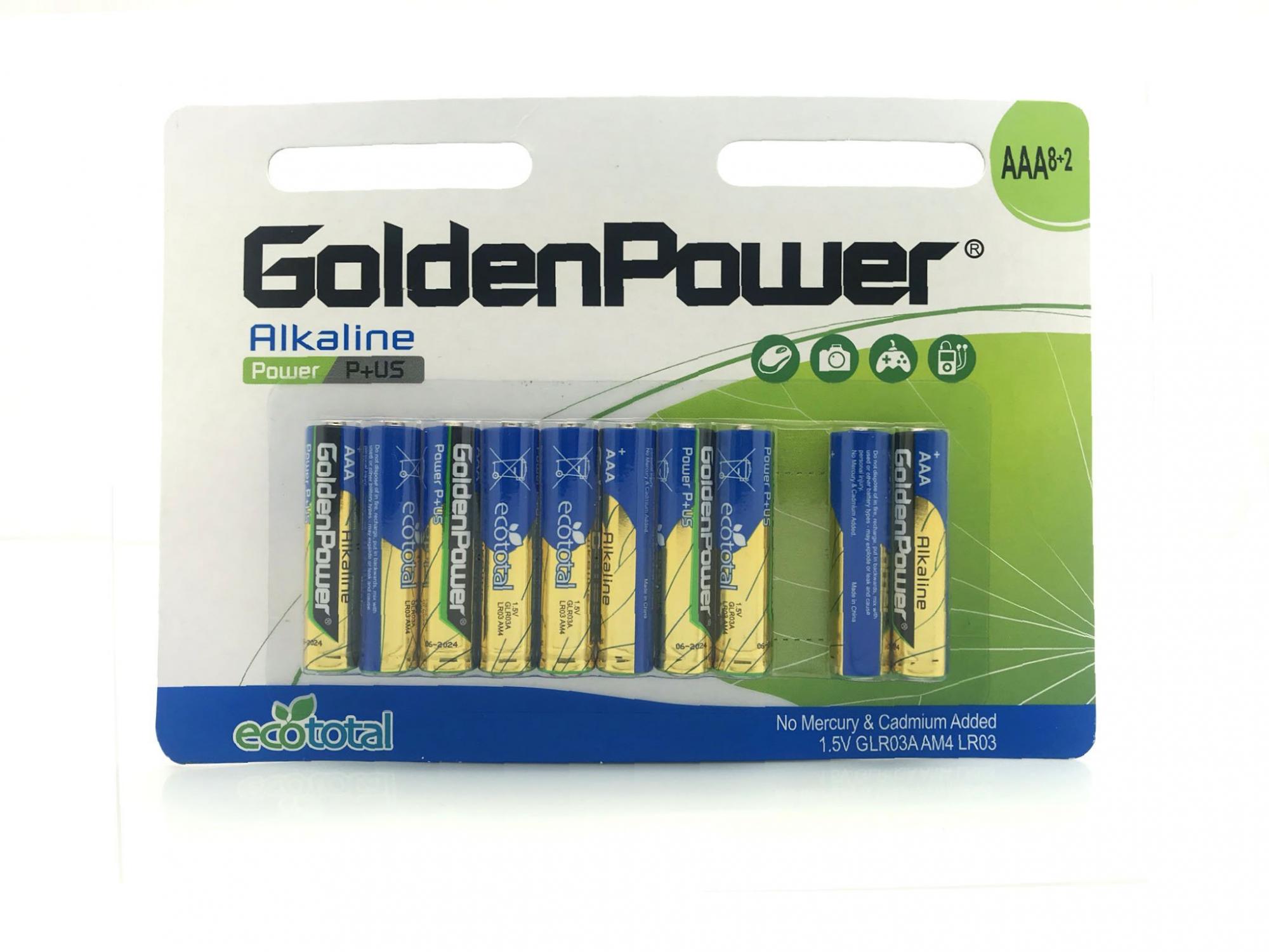 GOLDEN POWER 1.5V AAA ALKALINE (AAA) 8+2