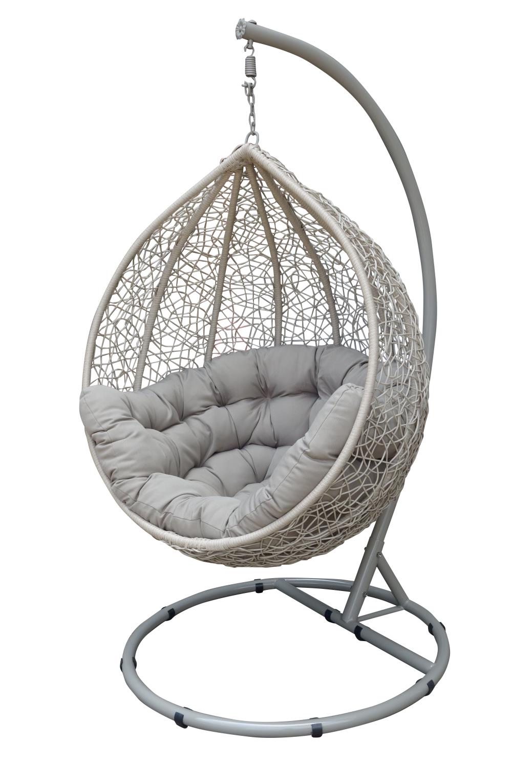 CASA HANGING CHAIR WHITE WITH GREY CUSHION