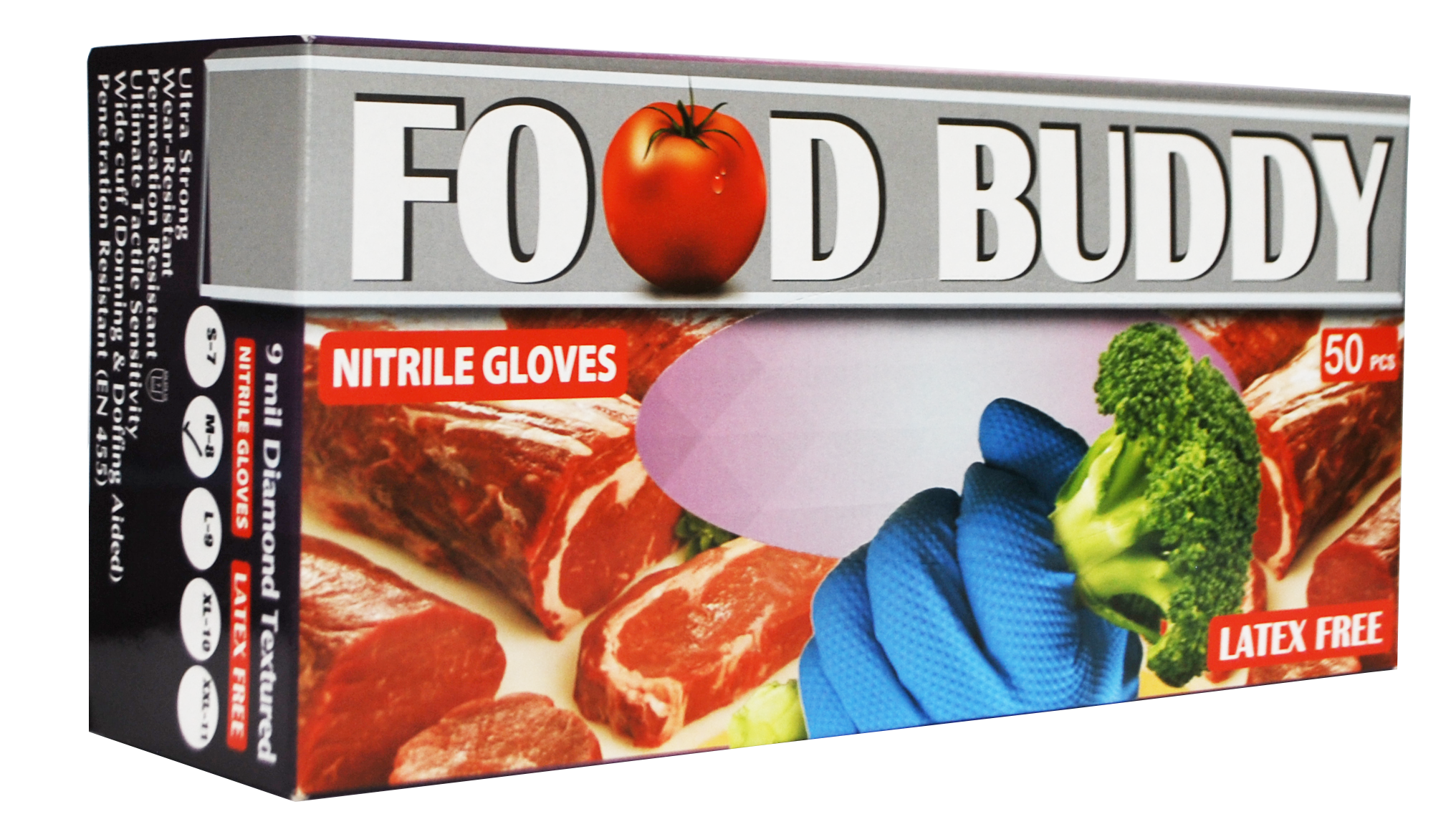 FOOD BUDDY NITRILE BLUE (XL) GLOVES 50PCS