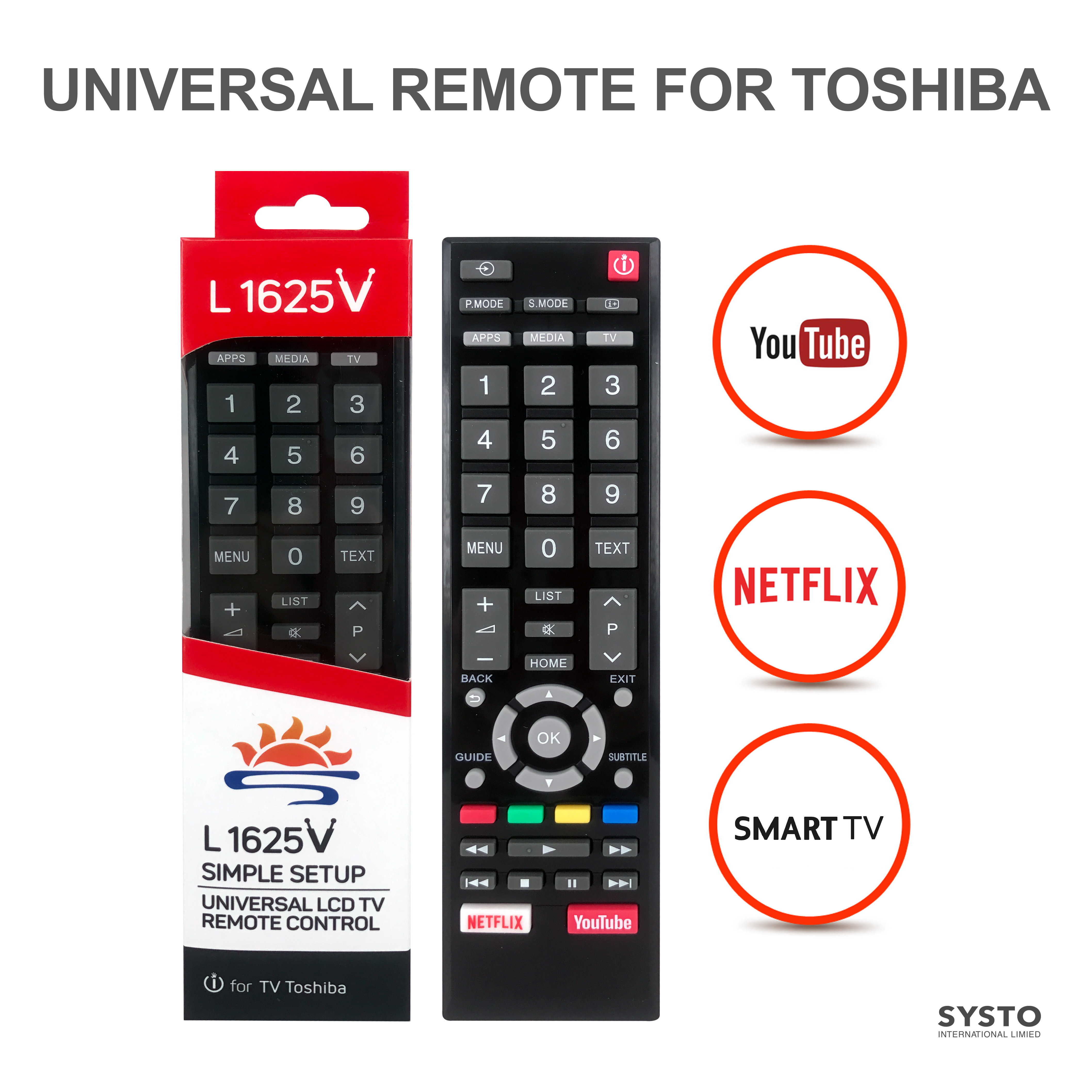 UNIVERSAL REMOTE CONTROL TOSHIBA TVS NETFLIX YOUTUBE