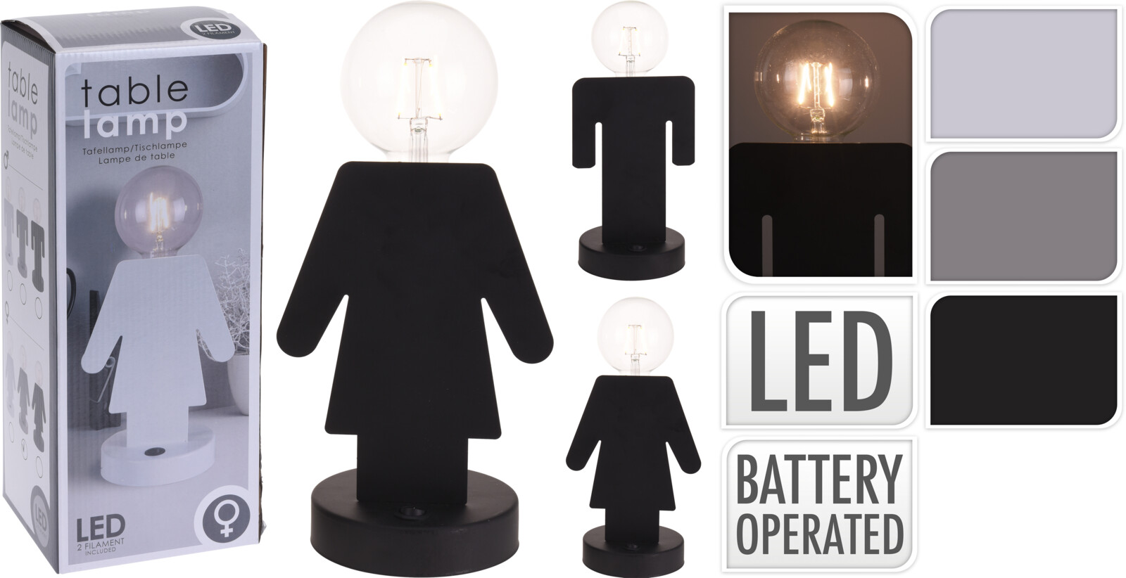 LAMP MAN OR WOMAN SHAPE 3 ASSORTED SHAPES