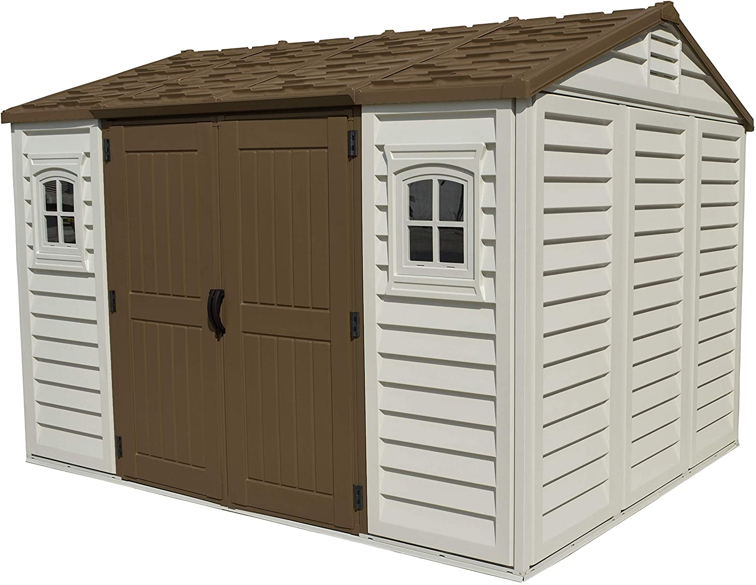 DURAMAX PLASTIC APEX SHED 10.5X8FT IVORY/BROWN