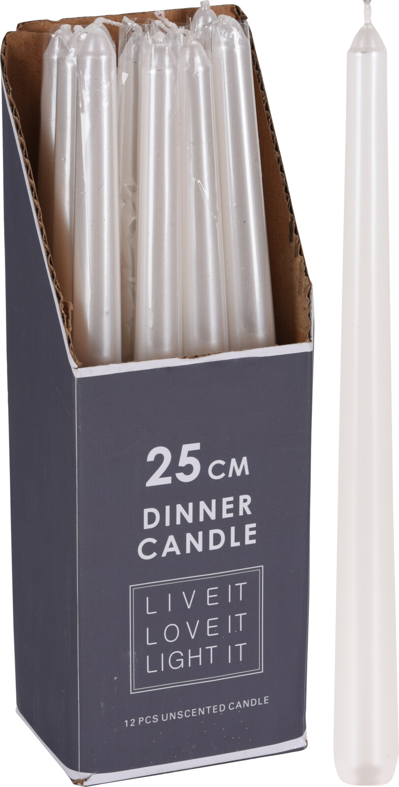 DINNER CANDLE WHITE 25CM