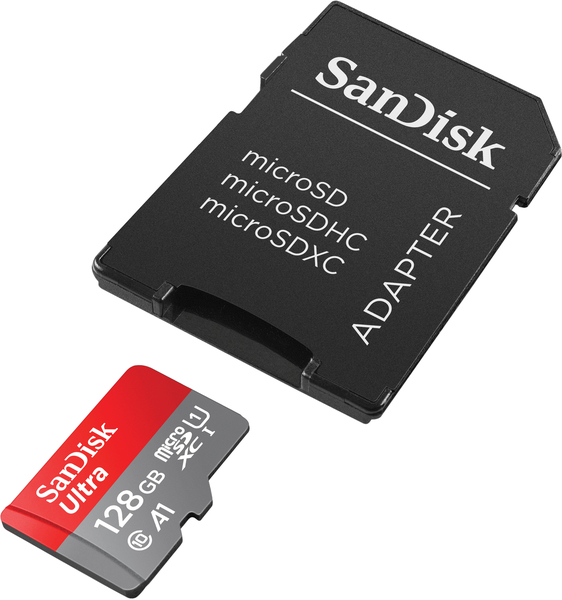 SANDISK MICRO SDHC 128GB + SD ADAPTOR