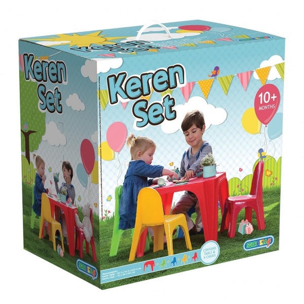 KIDS PLASTIC TABLE WITH 4 CHAIRS