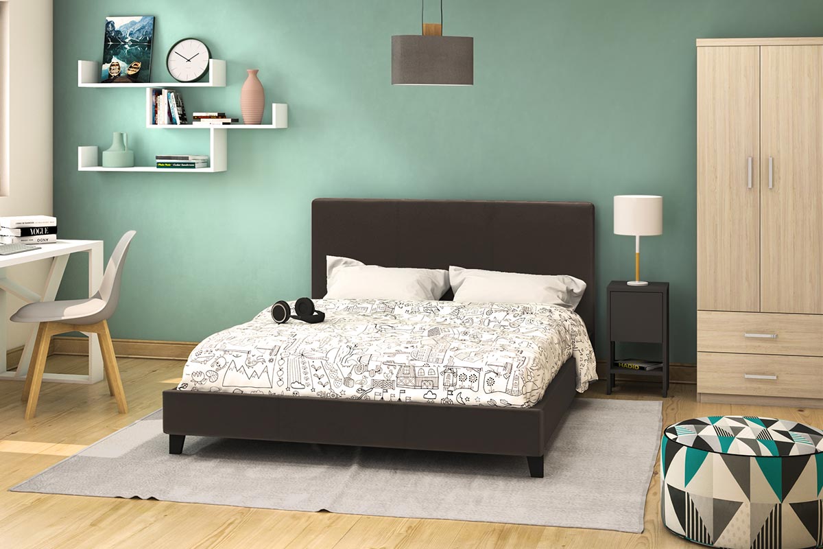 NEVIL DOUBLE BED BROWN 150X200CM