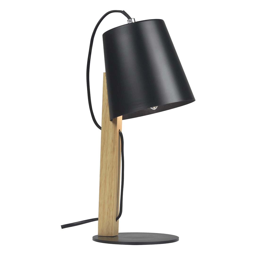 SUNLIGHT 1xE14 (MAX. 25W) TABLE LAMP WOOD WITH BLACK SHADE H350MM