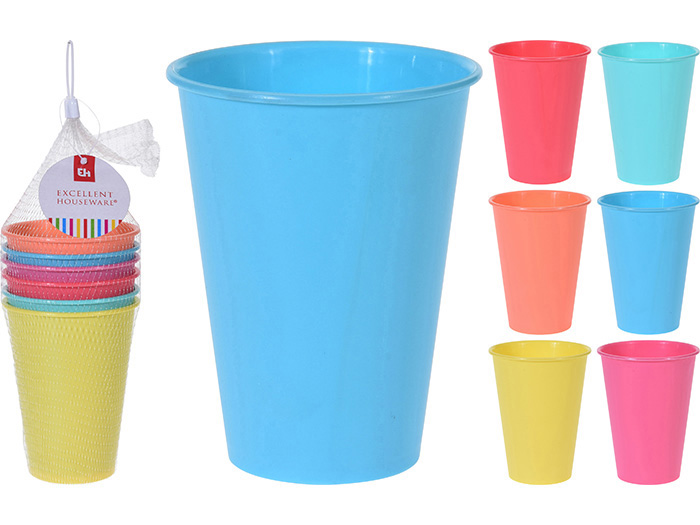 PLASTIC DRINKING CUPS 6 ASSORTED SET 6PCS 400ML