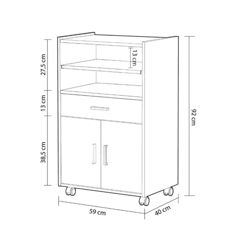 FORES 0L9910O MICROWAVE CABINET 2 DOORS & 1 DRAWER WHITE 92X59X40CM