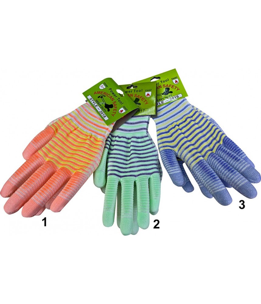 GARDEN GLOVES STRIPED 3 COLORS 1PC