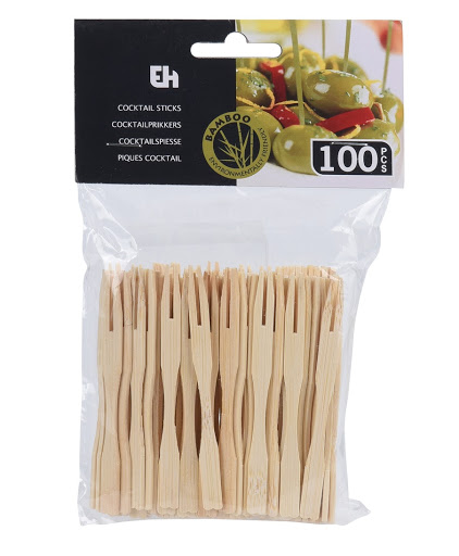 COCKTAIL FORK BAMBOO 100PCS