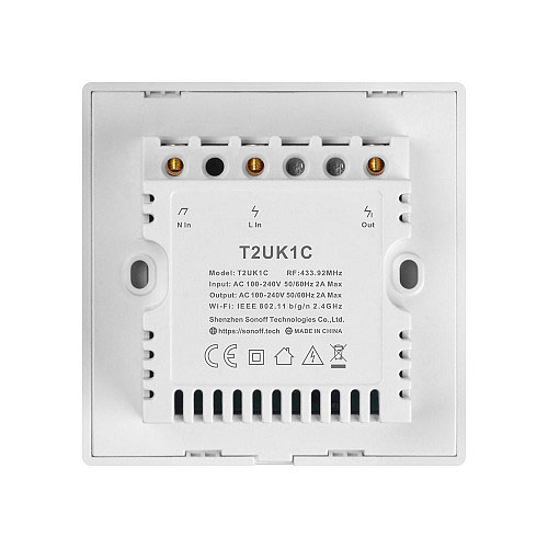 SONOFF T2 UK 1C WIFI SMART WALL TOUCH SWITCH WHITE