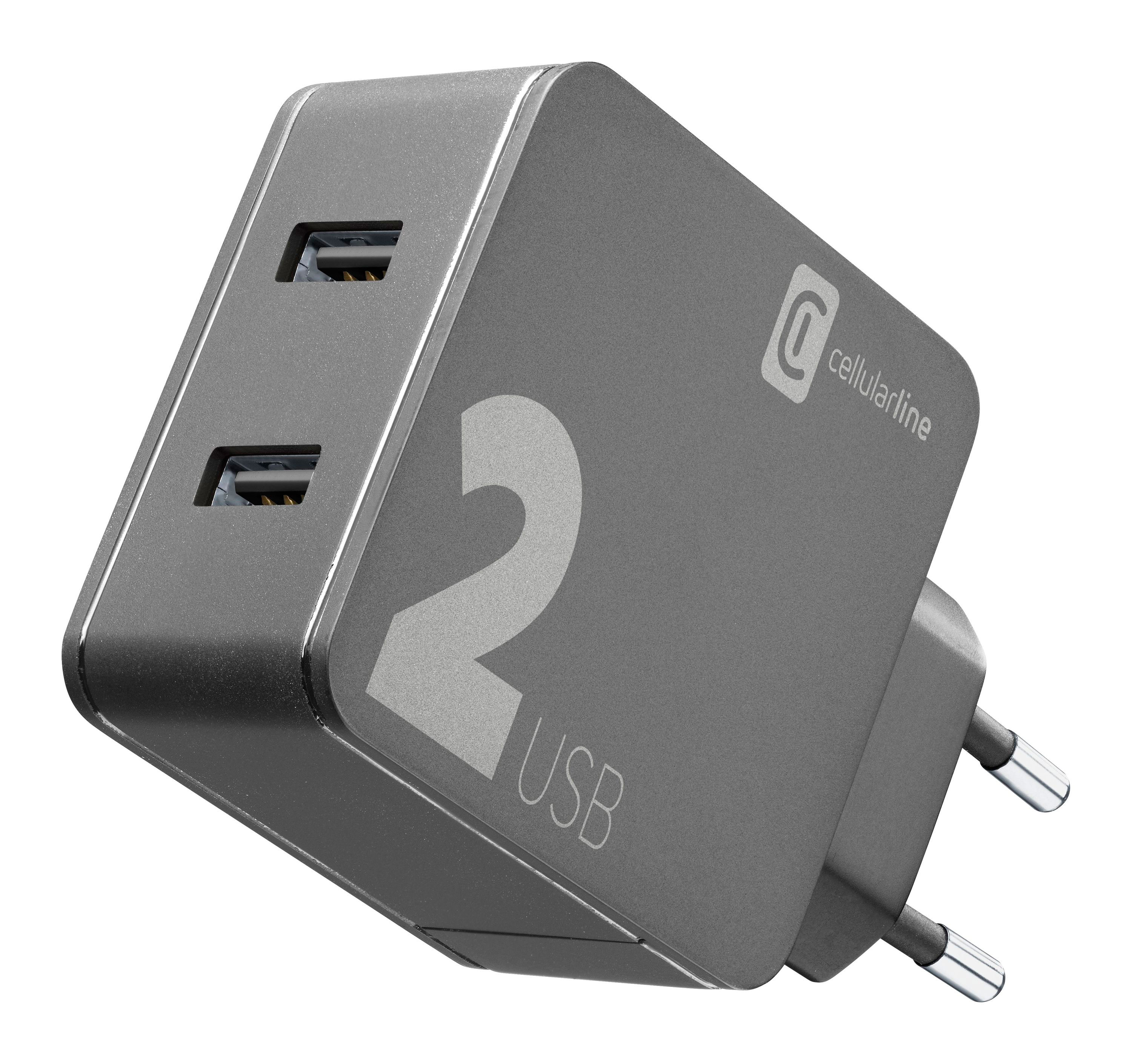 CELLULAR LINE MULTIPOWER CHARGER 2 USB 24W BLACK