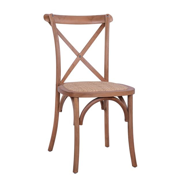 OWEN WOODEN CHAIR STACKED BY BEECH DARK HONEY WITH CROSS BACK 45X55.5X90CM