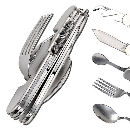 CAMP ACTIVE  CAMPING CUTLERY SET STEINLESS STEEL 6-IN-1