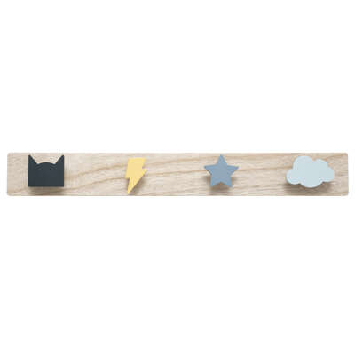 5FIVE RACK WITH 4 HOOKS KIDS WOODEN 2 ASSORTED DESIGNS L.55xD.4.5xH.7CM