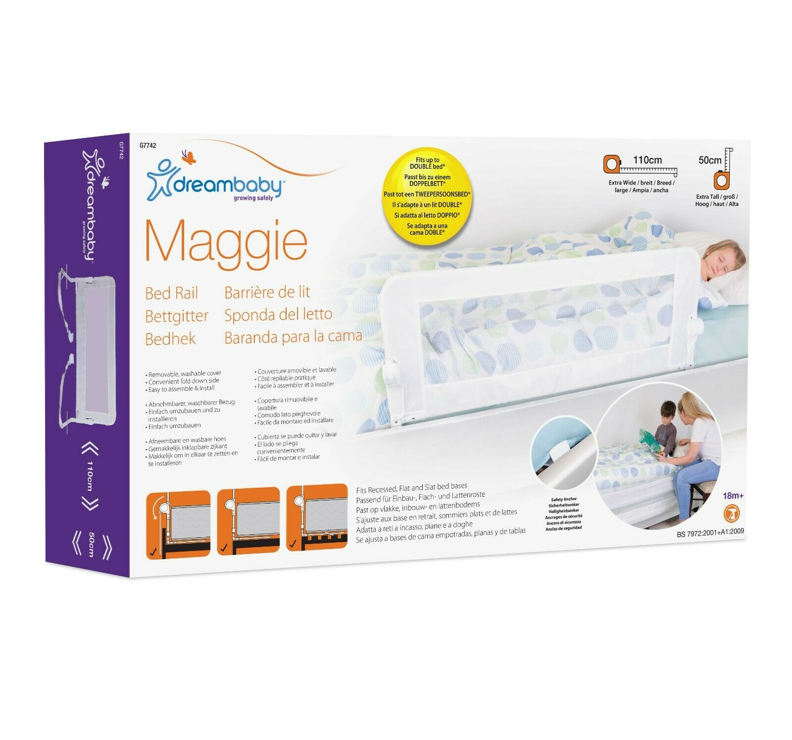 DREAMBABY FOLDING SAFETY GATE BED RAIL MAGGIE 110CM