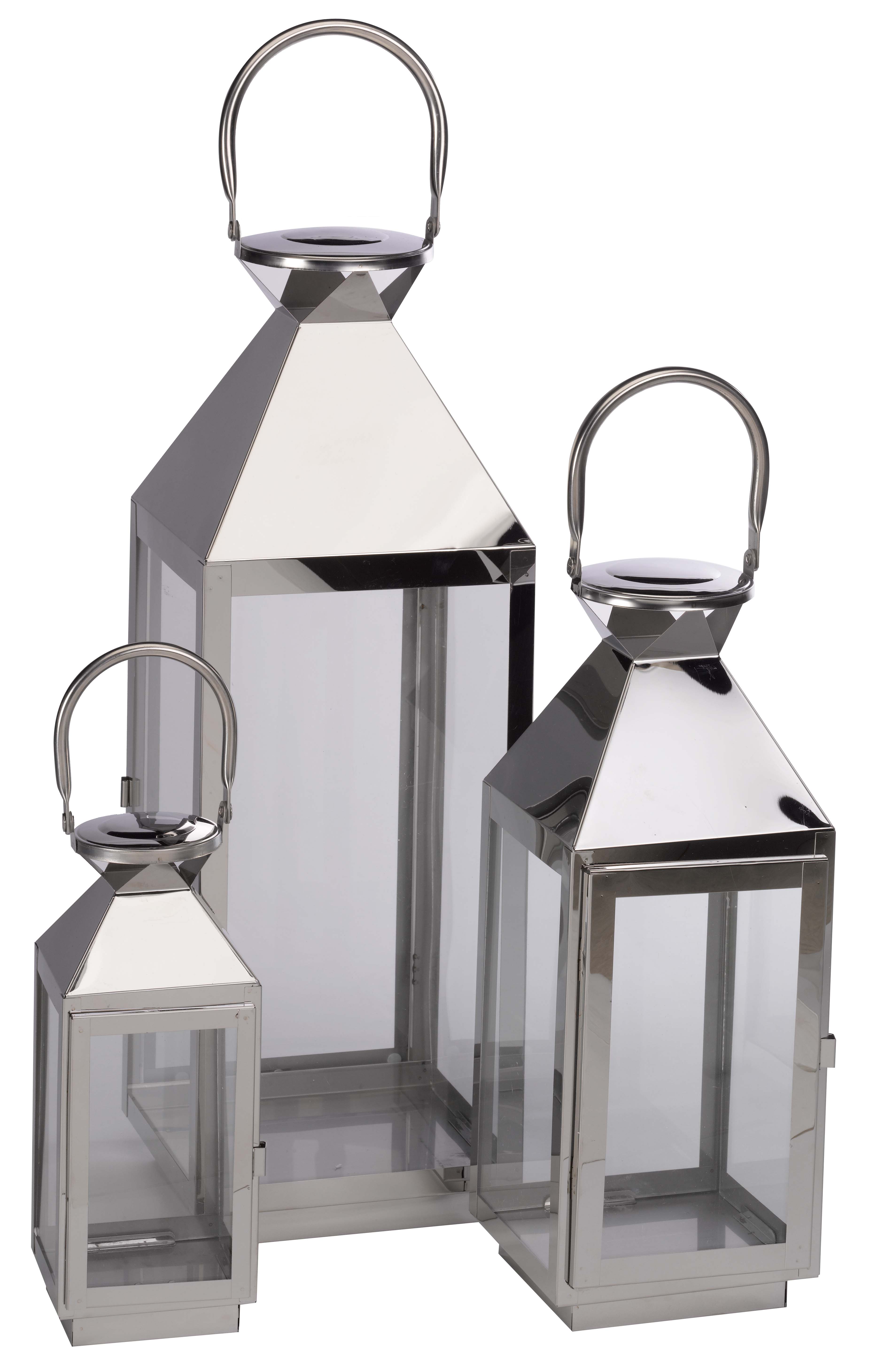 SMART SET OF 3 STOCKHOLM LED LATERN STAINLESS STEEL