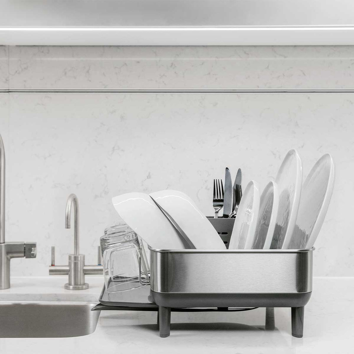 SIMPLEHUMAN COMPACT DISHRACK GREY STAINLESS STEEL