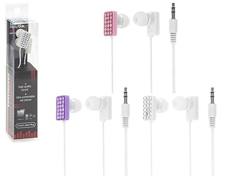 DIAMANTE STYLE 3 ASSORTED COLORS EARBUDS