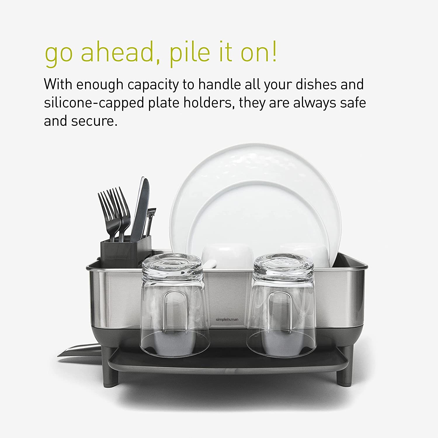 SIMPLEHUMAN DISH RACK STAINLESS STEEL COMPACT WHITE 38X30.3X19.5CM