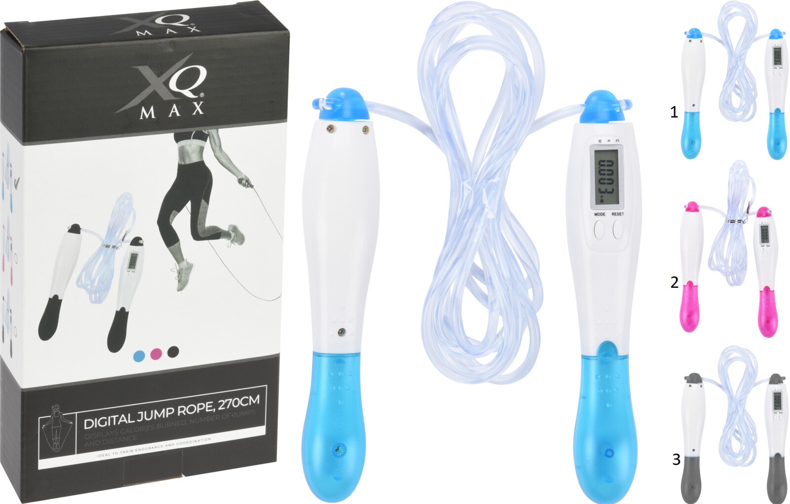 XQMAX JUMP ROPE ELECTRONICS 3 ASSORTED COLOURS