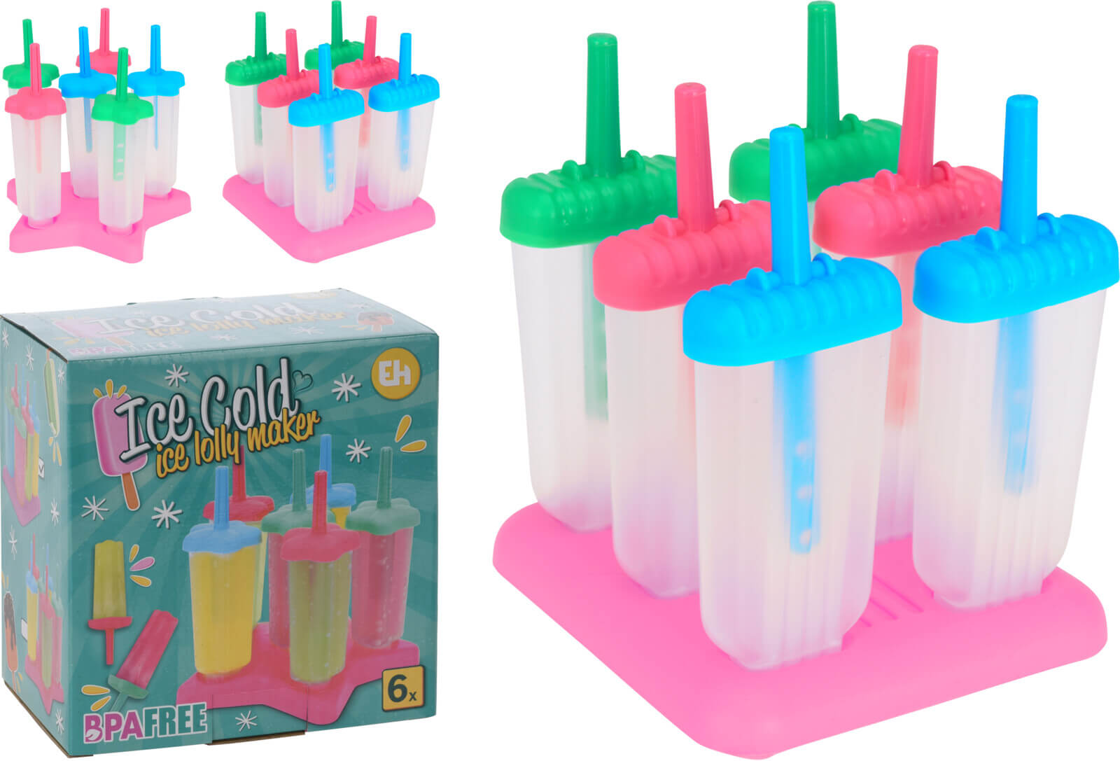 ICE LOLLY MAKER 6 ICE 3 ASSORTED COLORS