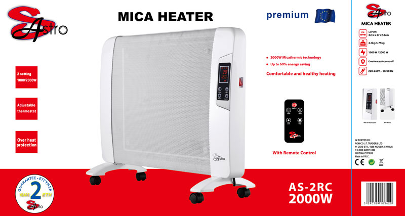 SASTRO AS-2RC MICA HEATER WITH REMOTE CONTROL 2000W